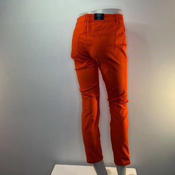 CROWN & IVY Women's Tangelo Orange 5-Pocket Pants - Size 4P - NWT $59.50 - Picture 4 of 5
